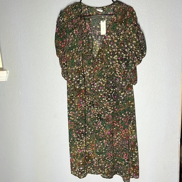 Anthropologie Akemi + Kin sheer button down multicolor dress size Large - Picture 2 of 5